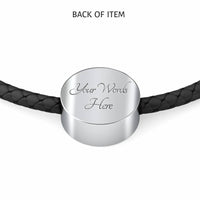 Black Saluki Dog Print Circle Charm Leather Bracelet-Free Shipping - Deruj.com