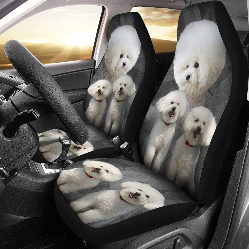 Bichon Frise On Black Print Car Seat Covers-Free Shipping - Deruj.com