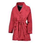 Butterfly Print On Red Women's Bath Robe-Free Shipping - Deruj.com