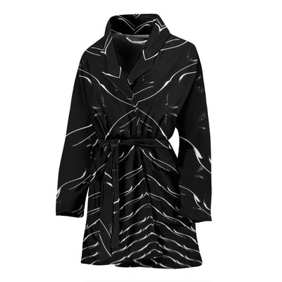 Black Patterns Print Women's Bath Robe-Free Shipping - Deruj.com