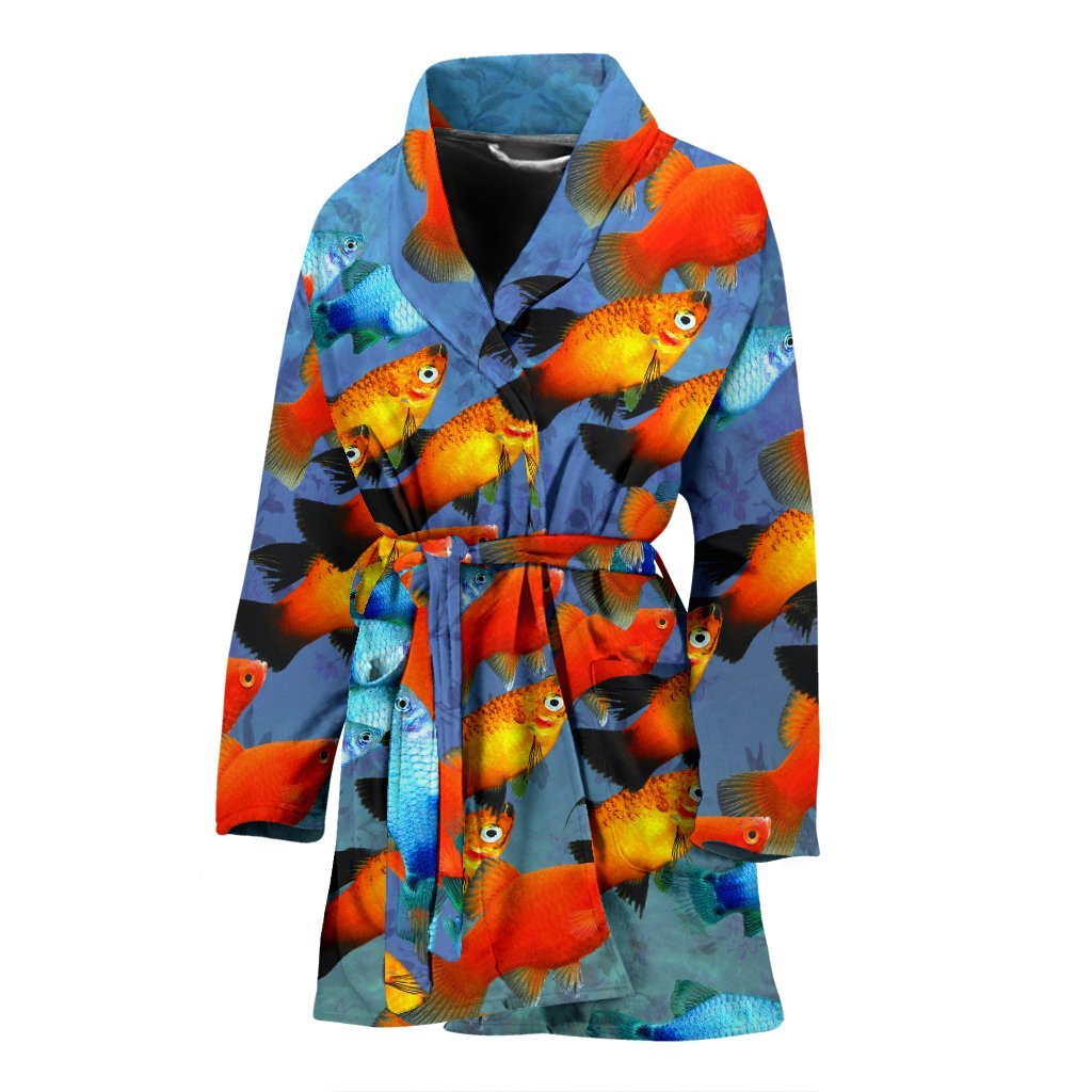 Platy Fish Print Women's Bath Robe-Free Shipping - Deruj.com