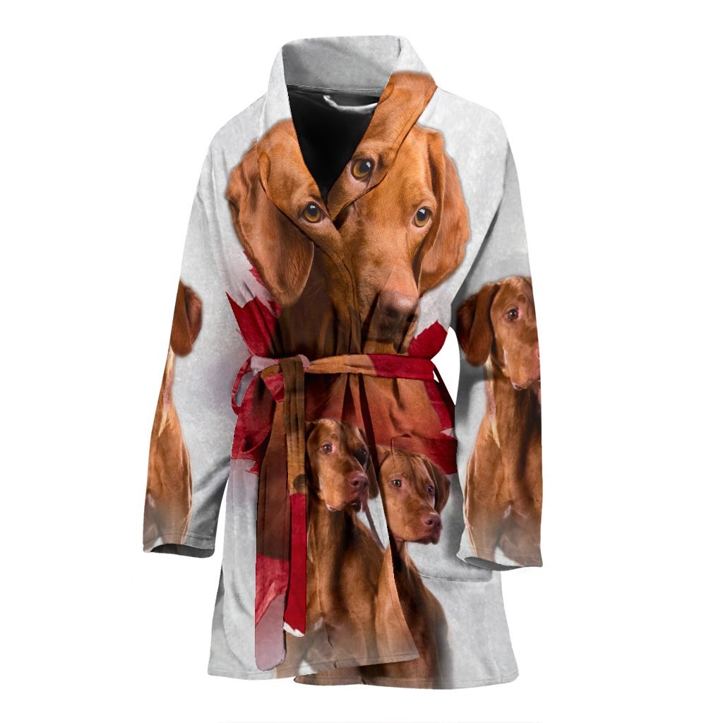 Vizsla On White Print Women's Bath Robe-Free Shipping - Deruj.com