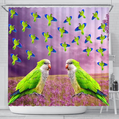 Monk Parakeet Parrot Print Shower Curtains-Free Shipping - Deruj.com