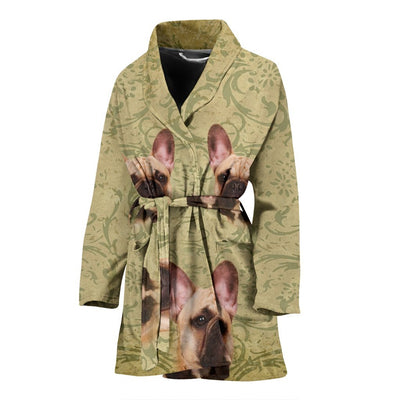 Cute French Bulldog Print Women's Bath Robe-Free Shipping - Deruj.com