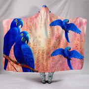 Hyacinth Macaw Parrot Print Hooded Blanket-Free Shipping - Deruj.com