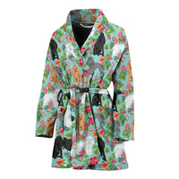 Cute Poodle Dog Floral Print Women's Bath Robe-Free Shipping - Deruj.com