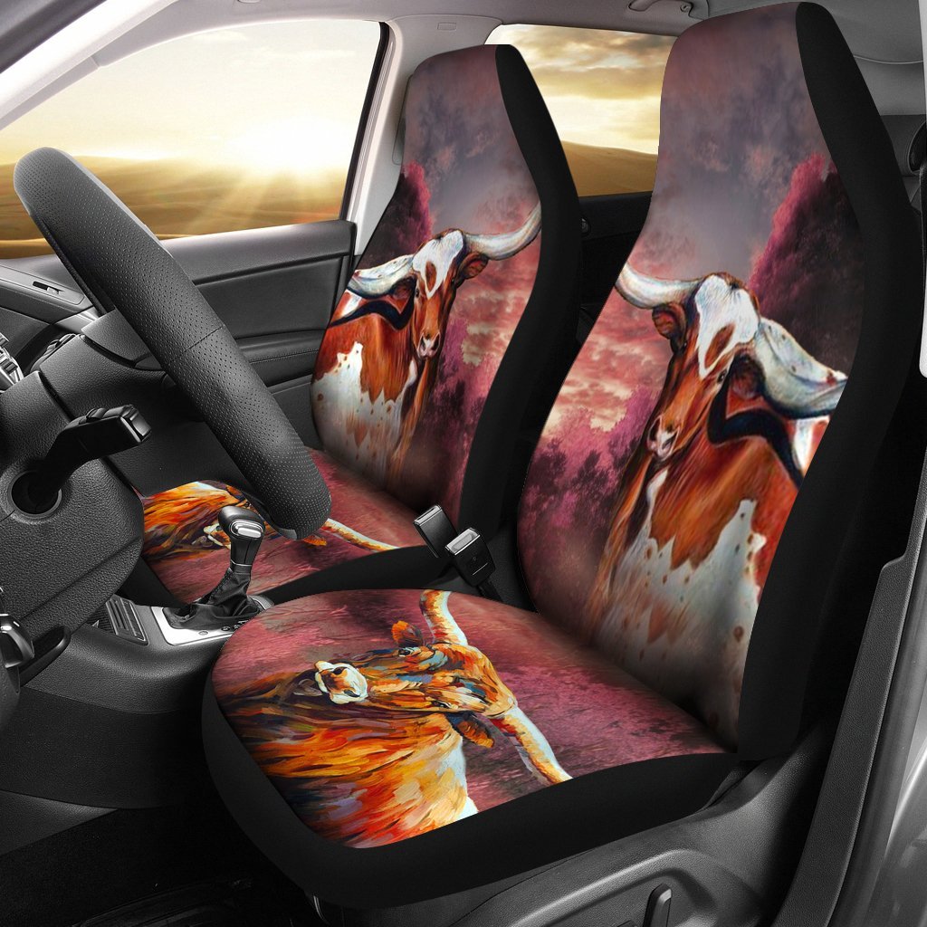 Texas Longhorn Cattle Print Car Seat Covers- Free Shipping - Deruj.com