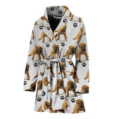 Cute Shar Pei Dog Print Women's Bath Robe-Free Shipping - Deruj.com