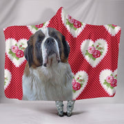 Saint Bernard Dog Red Print Hooded Blanket-Free Shipping - Deruj.com