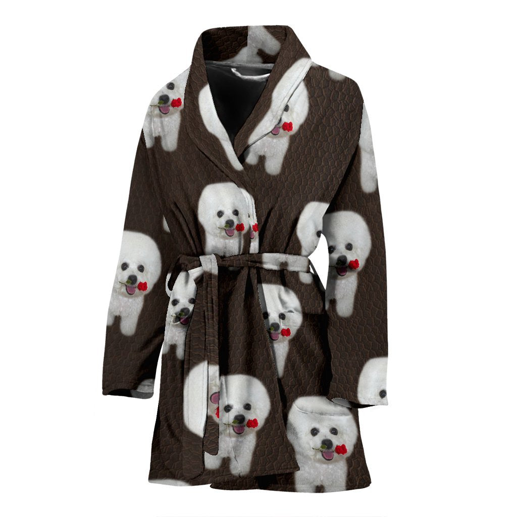 Cute Bichon Frise Dog Print Women's Bath Robe-Free Shipping - Deruj.com