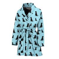 Black Labrador Pattern Print Limited Edition Women's Bath Robe-Free Shipping - Deruj.com