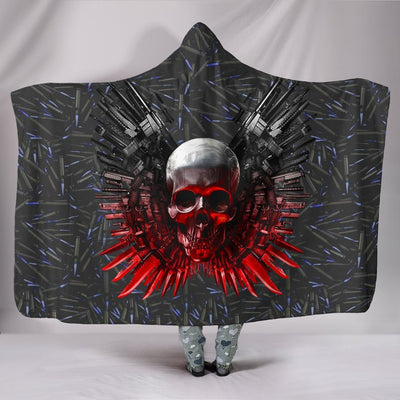 Gun And Skull Print Limited Edition Hooded Blanket-Free Shipping - Deruj.com