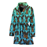 Miniature Pinscher Dog Pattern Print Women's Bath Robe-Free Shipping - Deruj.com