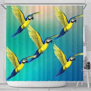 Blue And Yellow Macaw Parrot Print Shower Curtains-Free Shipping - Deruj.com