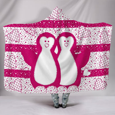 Cute Penguin Love Print Hooded Blanket-Free Shipping - Deruj.com