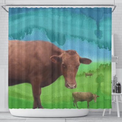 Amazing Danish Red cattle (Cow) Print Shower Curtain-Free Shipping - Deruj.com
