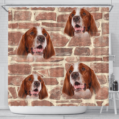 Irish Red And White Setter Print Shower Curtain-Free Shiping - Deruj.com