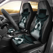 Boston Terrier On Black Print Car Seat Covers-Free Shipping - Deruj.com