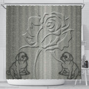 Pug With Rose Print Shower Curtain-Free Shipping - Deruj.com