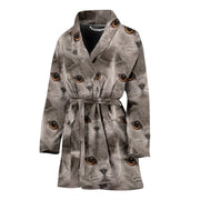 British Shorthair Lots Print Women's Bath Robe-Free Shipping - Deruj.com