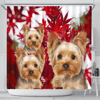 Yorkshire Terrier On Red Print Shower Curtains-Free Shipping - Deruj.com