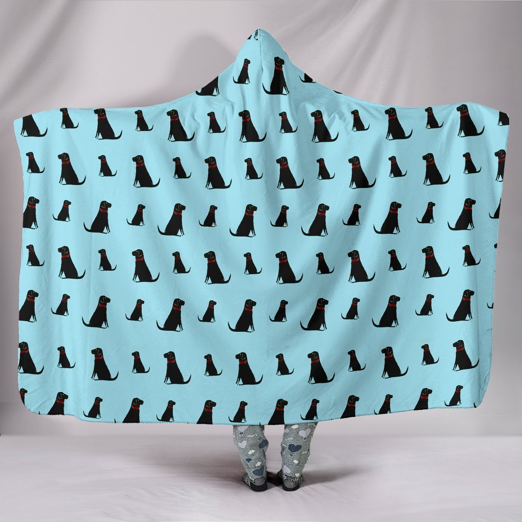 Black Labrador Dog Pattern Print Hooded Blanket-Free Shipping - Deruj.com