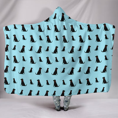 Black Labrador Dog Pattern Print Hooded Blanket-Free Shipping - Deruj.com