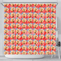 Poodle Dog On Hearts Print Shower Curtain-Free Shipping - Deruj.com
