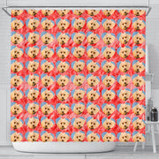 Poodle Dog On Hearts Print Shower Curtain-Free Shipping - Deruj.com