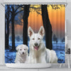 Cute White Shepherd Print Shower Curtains-Free Shipping - Deruj.com