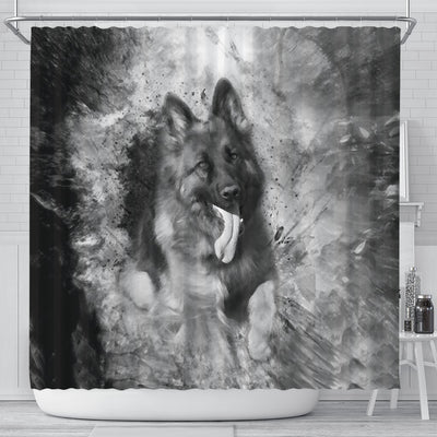 German Shepherd Black And White Print Shower Curtains-Free Shipping - Deruj.com