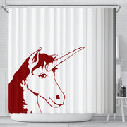 Red&White Unicorn Print Shower Curtain-Free Shipping - Deruj.com