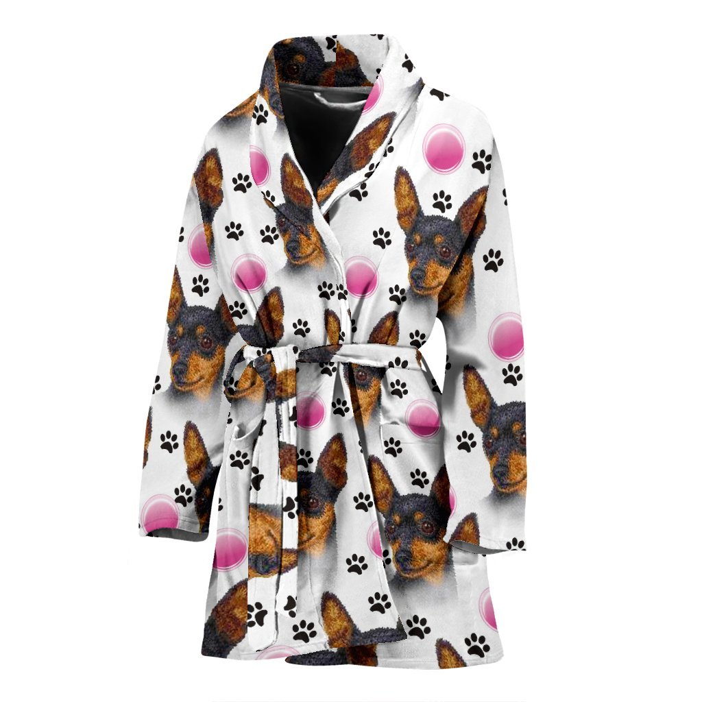 Miniature Pinscher Dog Print Women's Bath Robe-Free Shipping - Deruj.com