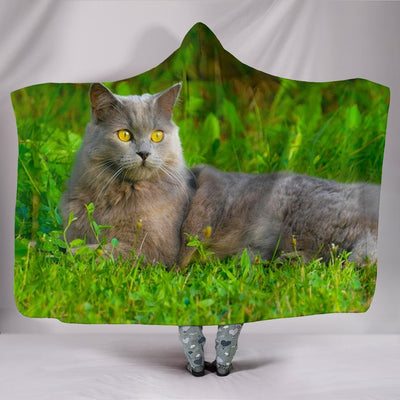 Chartreux Cat Nature Print Hooded Blanket-Free Shipping - Deruj.com