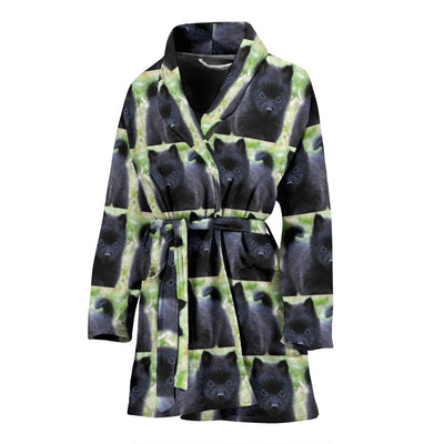 Schipperke Dog Pattern Print Women's Bath Robe-Free Shipping - Deruj.com