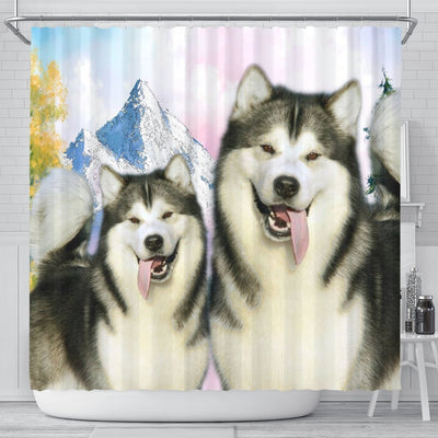 Cute Alaskan Malamute Print Shower Curtains-Free Shipping - Deruj.com