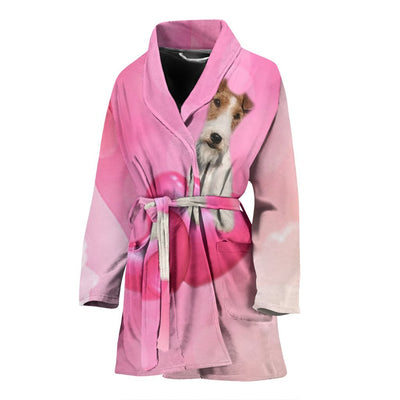 Wire Fox Terrier dog Print Women's Bath Robe-Free Shipping - Deruj.com