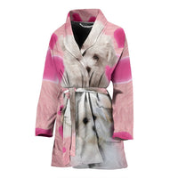 Maltese On Pink Print Women's Bath Robe-Free Shipping - Deruj.com