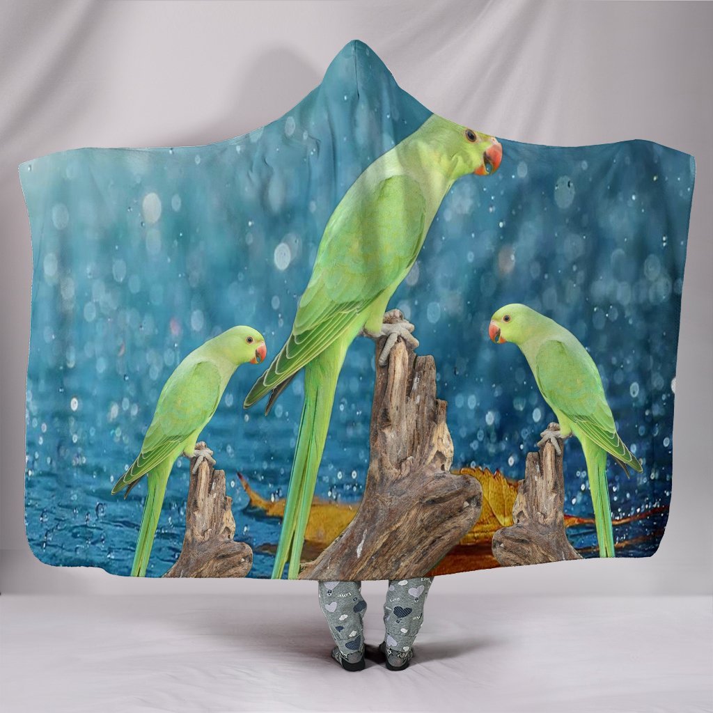 Ring Necked Parakeet Print Hooded Blanket-Free Shipping - Deruj.com