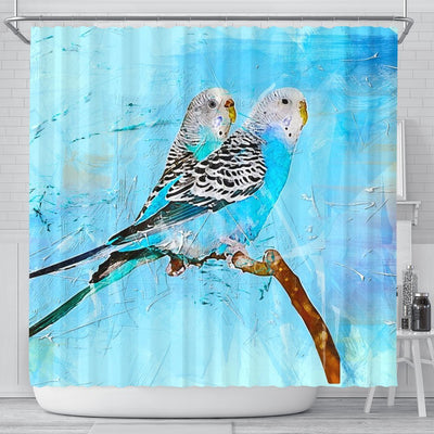 Blue Budgie Parrot (Common Parakeet) Print Shower Curtains-Free Shipping - Deruj.com