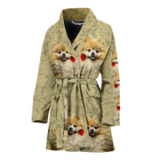 Cute Pomeranian Dog Print Women's Bath Robe-Free Shipping - Deruj.com