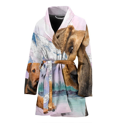 Airedale Terrier Print Women's Bath Robe-Free Shipping - Deruj.com