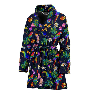Lovely Parrots With Flower Print Women's Bath Robe-Free Shipping - Deruj.com