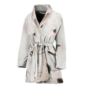 Dogo Argentino Dog Print Women's Bath Robe-Free Shipping - Deruj.com