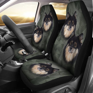 Finnish Lapphund On Black Print Car Seat Covers-Free Shipping - Deruj.com