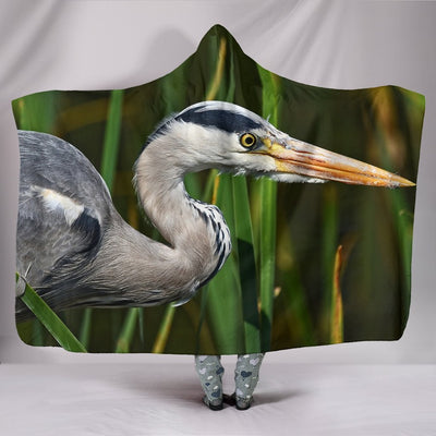 Grey Heron Bird Print Hooded Blanket-Free Shipping - Deruj.com