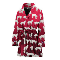 Great Pyrenees Dog Pattern On Red Print Women's Bath Robe-Free Shipping - Deruj.com