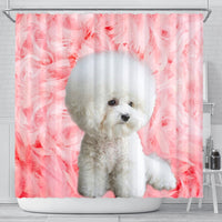 Bichon Frise On Pink Print Shower Curtains-Free Shipping - Deruj.com