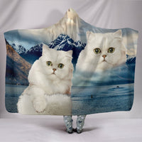 Cute White Persian Cat Print Hooded Blanket-Free Shipping - Deruj.com