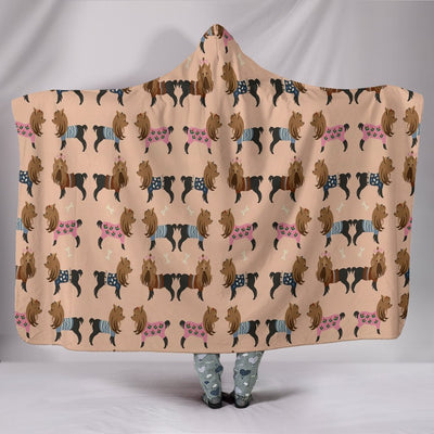 Cute Yorkie Pattern Print Hooded Blanket-Free Shipping - Deruj.com